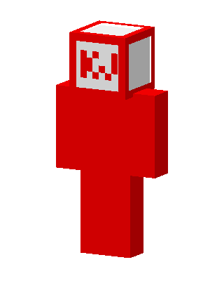 Red Cube Head skin, 3D preview