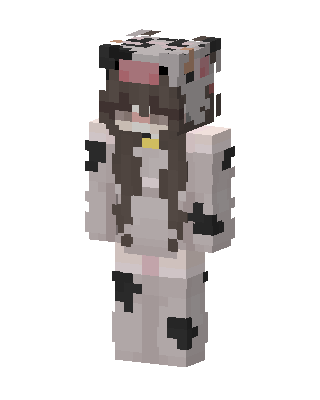 Cow Hoodie Girl skin, 3D preview