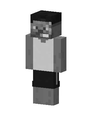 Grayscale Steve skin, 3D preview