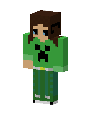 Green Creeper Girl skin, 3D preview