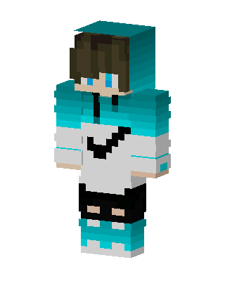 Teal Hoodie Boy skin, 3D preview