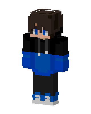 Blue Hoodie Boy skin, 3D preview