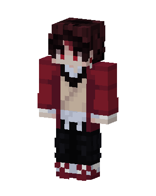 Red Anime Girl skin, 3D preview