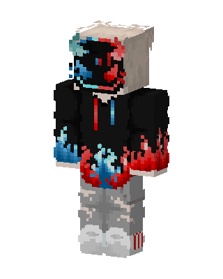 Black Masked Hoodie Boy skin, 3D preview