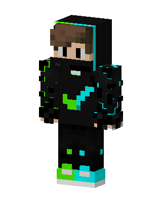 Neon Hoodie Boy skin, 3D preview