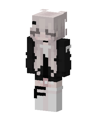 Monochrome Hoodie Girl skin, 3D preview