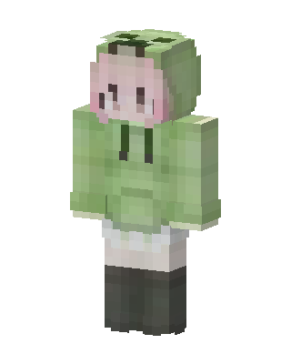 Creeper Hoodie Girl skin, 3D preview