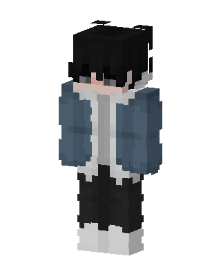 Blue Hoodie Boy skin, 3D preview