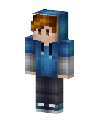 Blue Hoodie Boy skin, 3D preview
