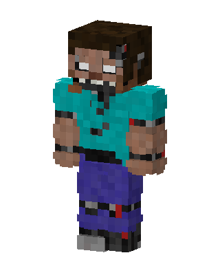 Cyborg Steve skin, 3D preview