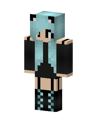 Teal Cat Girl Minecraft e-girl skin