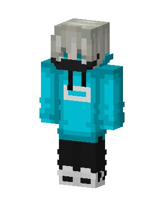 Cyan Hoodie Boy skin, 3D preview