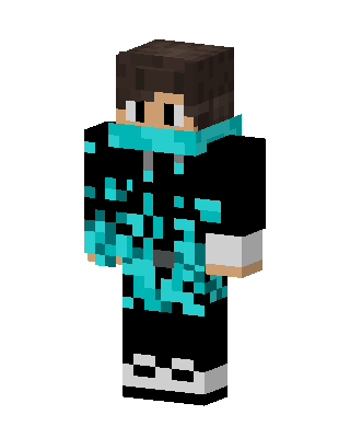 Cyan Flame Hoodie skin, 3D preview