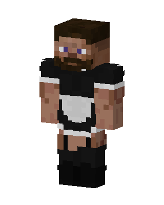 Maid Steve skin, 3D preview