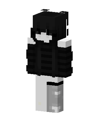 Monochrome Hoodie Girl skin, 3D preview