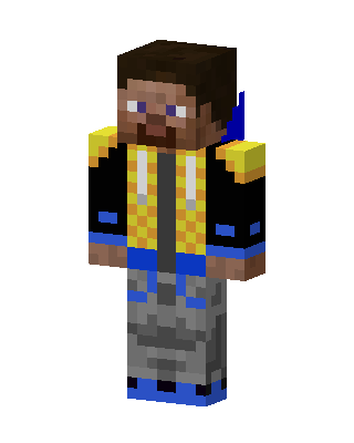 Yellow Varsity Steve skin, 3D preview