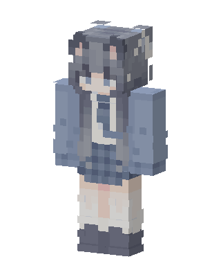 Gray Hoodie Girl skin, 3D preview