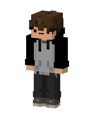 Gray Hoodie Boy skin, 3D preview