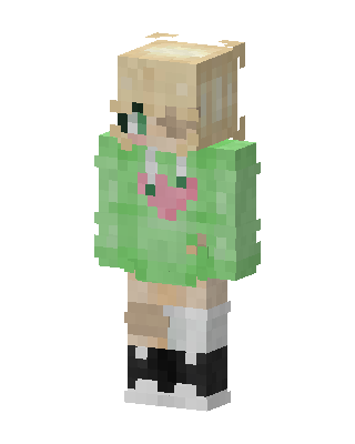 Mint Heart Hoodie skin, 3D preview