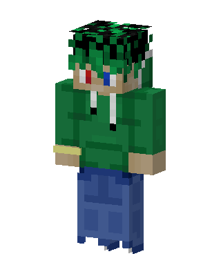 Green Hoodie Guy skin, 3D preview