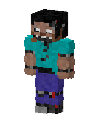 Cyborg Steve skin, 3D preview