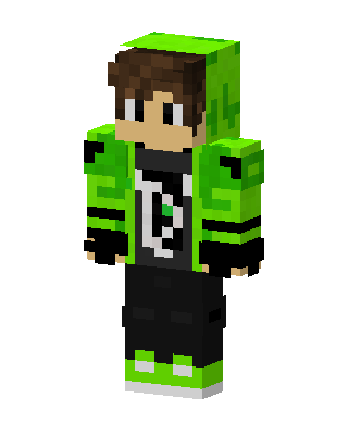 Green Hoodie Boy skin, 3D preview