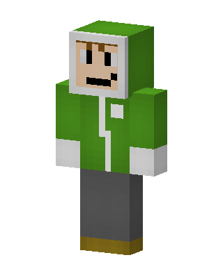 Green Hoodie Boy skin, 3D preview