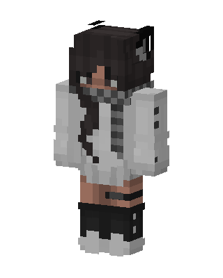 Monochrome Hoodie Girl skin, 3D preview