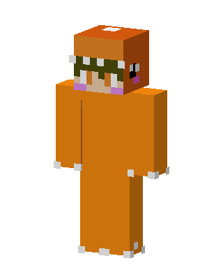 Orange Dino Hoodie skin, 3D preview