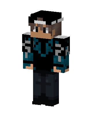 Teal Hoodie Boy skin, 3D preview