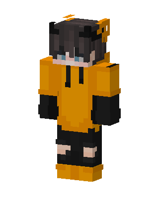 Orange Hoodie Boy skin, 3D preview