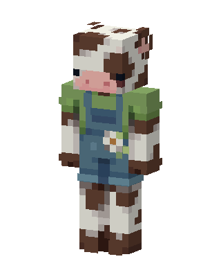 Cow Overalls skin, 3D preview
