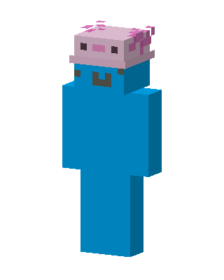 Axolotl Hat Blue skin, 3D preview