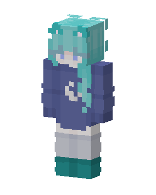 Teal Moon Hoodie skin, 3D preview