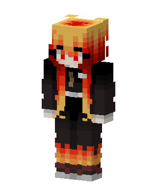 Flame Hoodie Girl skin, 3D preview