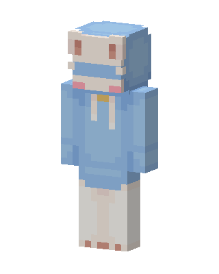 Blue Hoodie Whale skin, 3D preview