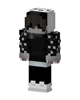 Monochrome Hoodie Boy skin, 3D preview