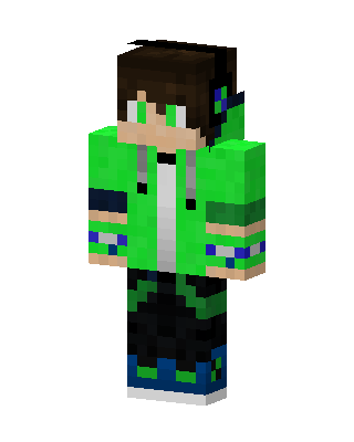 Green Hoodie Gamer skin, 3D preview