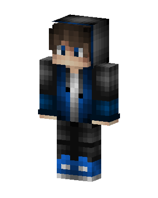 Blue Hoodie Boy skin, 3D preview