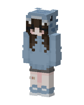 Shark Hoodie Girl skin, 3D preview