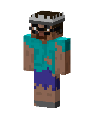 Zombie Steve skin, 3D preview