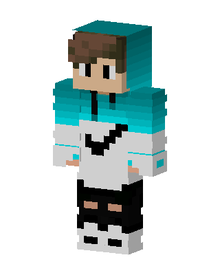 Teal Hoodie Boy skin, 3D preview