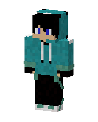 Teal Hoodie Boy skin, 3D preview