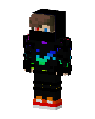 Neon Hoodie Boy skin, 3D preview