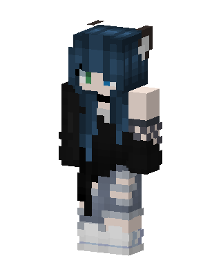 Blue Neko Girl skin, 3D preview
