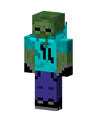 Zombie Steve skin, 3D preview