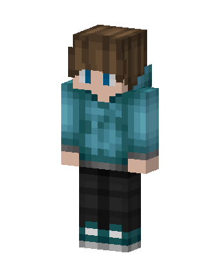Teal Hoodie Boy skin, 3D preview