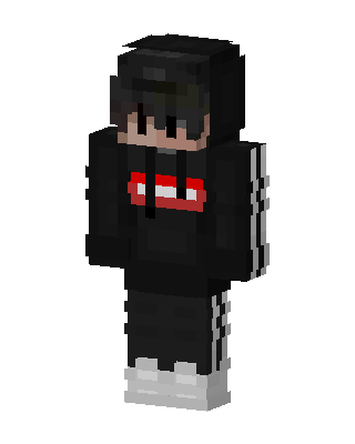 Black Hoodie Boy skin, 3D preview