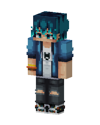 Teal Hair Hoodie skin, 3D preview
