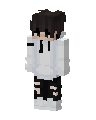 White Hoodie Boy skin, 3D preview